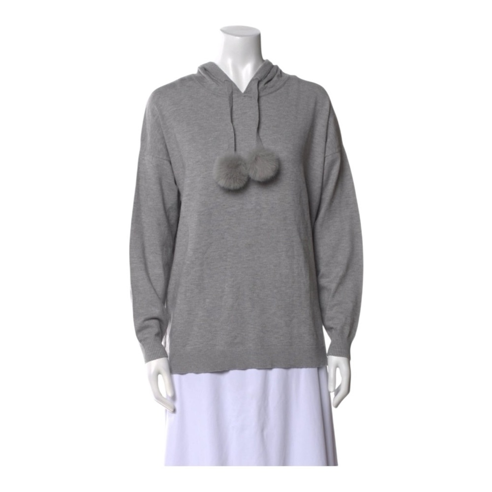 Saks Fifth Avenue Gray Hoodie with Pom Poms